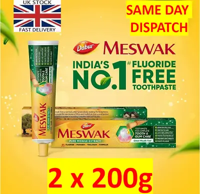 2 X 200g Darbur Meswak Extract Natural Toothpaste No Fluoride • £9.99