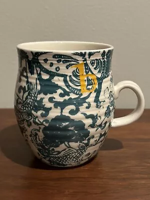 ANTHROPOLOGIE Homegrown Monogram Letter B Blue Floral Initial Mug Cup Coffee Tea • $15