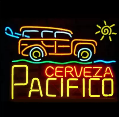 Car Cervezaa Pacifico Beer Neon Sign Glass Bar Room Wall Decor Lamp 24 X20  • $252.96