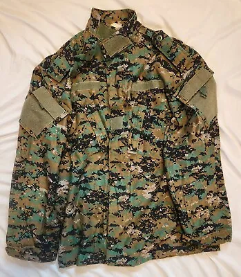 USMC MARPAT Zipper Top WOODLAND Camo Field Combat Shirt  LARGE Regular *A3*  • $125.95