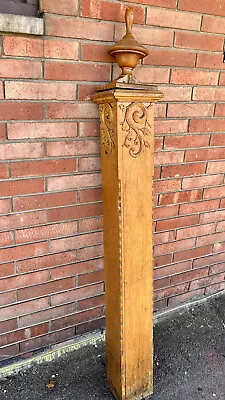 Ornate Antique Oak  Wood Stairs Newel Post 69” • $339.99