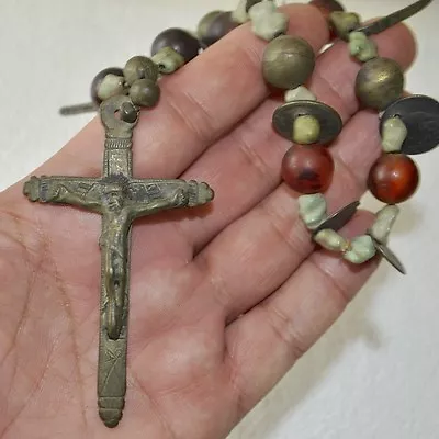 Colonial Period Chaplet Bracelet Strung With Old Coins Large Oaxaca Crucifix • $800