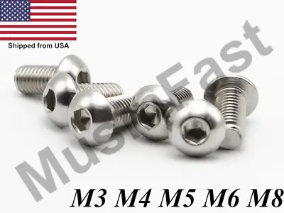 M3 M4 M5 M6 M8 Stainless Steel Button Head Socket Screw A2 Hex-Key Metric • $7.20