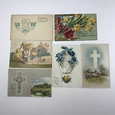 Lot Of 6 Vintage EASTER Postcards Chicks And Flowers Embossed Lot #571 • $6