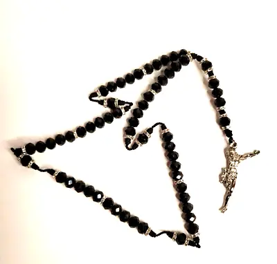 $25 • Buy Cristo Roto Rosary Beads Black Mexican Import  Broken Christ  Rosario New No Tag