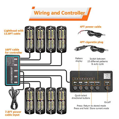 For Construction Firefighter Vehicles 8pc LED Strobe Light Warning Hazard Beacon • $55