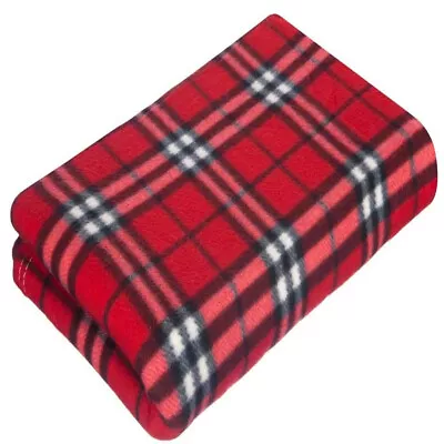 Tartan Throw Checked Large Polar Fleece Warm Soft Blanket Sofa Bed Travel Car • £13.97