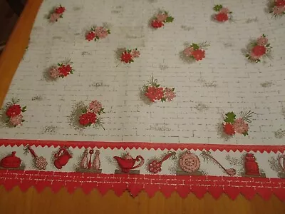 Vintage 6 Ft Long/ 2  Yards MCM Shelf Liner -Flowers Brick Kitchen Item Graphics • $9.60