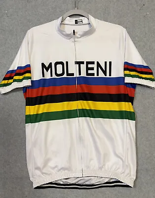 Molteni Cycling Jersey Women’s XXL 2XL White Rainbow Full Zip • $19.85