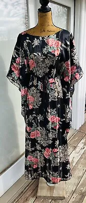 Lucie Ann Rare Floral Caftan/Hostess Gown Vintage Bombshell One Size Fits Most • $72