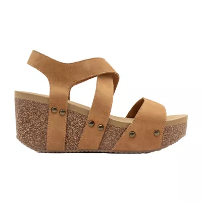 Volatile Sunkissed Wedge  Womens Brown Casual Sandals PV1014-282 • $79.99