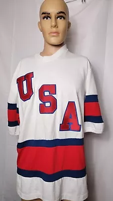 Vintage Team USA Nutmeg Mills Single Stitch Shirt Miracle On Ice Hockey Rare VTG • $28.47