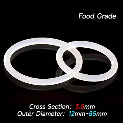 £2.22 • Buy 10Pcs Food Grade Clear Silicone Rubber O Rings 12mm - 85mm Outer Dia 3.5mm Thick