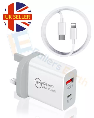 USB-C Type C Fast Charging UK Plug PD 18W Adapter For IPhone 14 13 12 11 Pro Max • £3.50