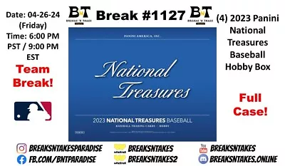 DETROIT TIGERS 2023 Panini National Treasures CASE 4 BOX Break #1127 • $4.99