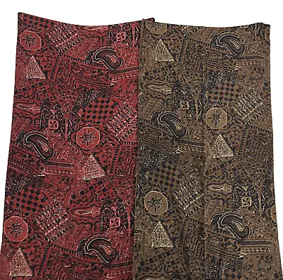 NOS Vintage Scarf Double Sided Lot Of 2 Women's Long Paisley Red & Brown Silk • $28.96