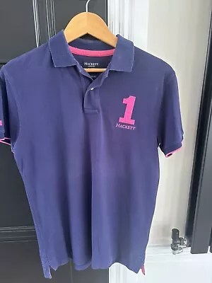 Hackett Men’s Medium Polo Shirt Navy Blue No 1 Very Good Used Condition • £15