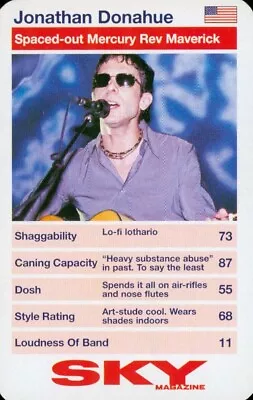 Jonathan Donahue Mercury Rev Sky Trumps V99 Festival Card (1999) Rookie? • $7.51