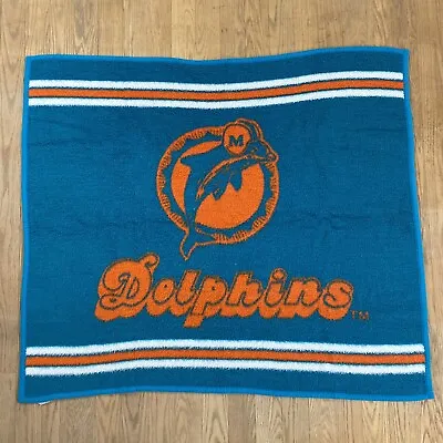 Vintage Nfl Miami Dolphins Biederlack Stadium Throw Blanket 52 X 46 Inches • $34.99