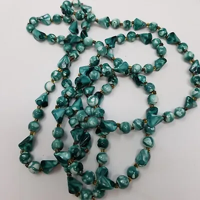 Vintage Mardi Gras Bead Turquoise Long Necklace STUNNING • $12.95