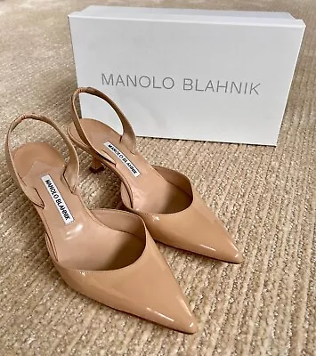 Manolo Blahnik  Carolyne  Patent Leather Kitten Heel * Size: 39 (8 U.S.) • $350