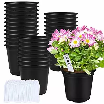 50 Pcs 0.5 Gallon Black Plastic Plant Nursery Pots 6 Inches Seed Starting Pots  • $25.45