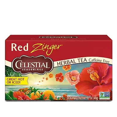 Hibiscus Tea Red Zinger Herbal Tea Caffeine Free 20 Tea Bags (Pack Of 6) • $52.99