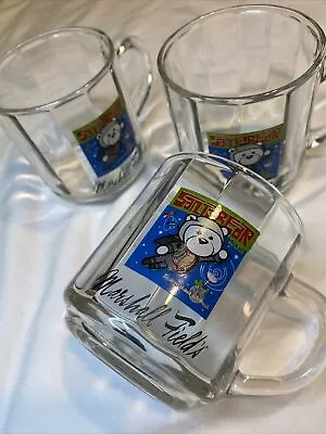 Marshall Field's 2001 Santabear Christmas Holiday Glass Cup Mug Astronaut X3 Lot • $8