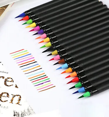 20 Brush Artist Sketch Manga Colors Watercolor Drawing Painting Marker Pen Set • £15.99