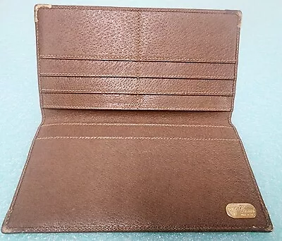 Estate Vintage GUCCI Brown Leather Checkbook Cover Wallet - Italy  • $299.99