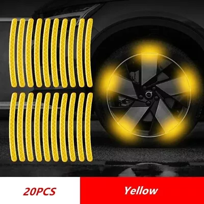 20 Yellow Car Wheel Reflective Stripe Anti-collision Fluorescent Stickers • $5.69