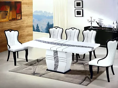 NEW Elegant White 1.8M Marble Dining Table & Chair Modern Contemporary Furniture • $2799.99