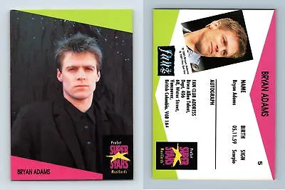 Bryan Adams #5 Super Stars Musicards 1991 Pro Set Trading Card • $1.23