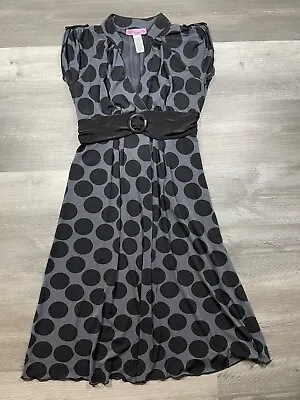 Volume One Dress Women Extra Large Junior Black Gray Polka Dot Steampunk • $15.99