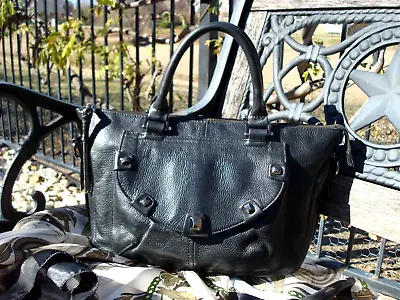 Joe's Jeans Black Leather Studded Satchel Handbag Purse • $18