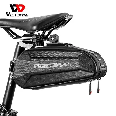 WEST BIKING Bike Saddle Bag Waterproof Hard Shell Bicycle Seat Tail Bag 1.8L • £16.31