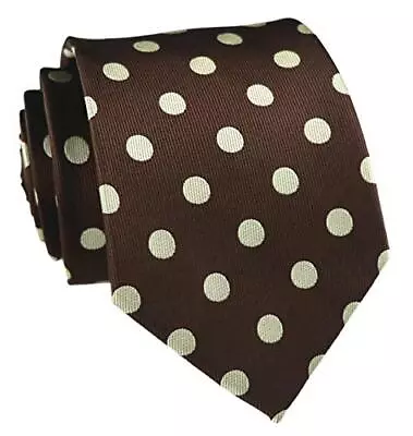 Mens Classic Polka Dot Pattern Ties Handmade Business One Size Brown White Wot • $24.28