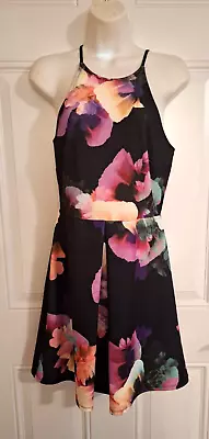 Soprano Black Floral Sleeveless Dress Size Medium • $8.70