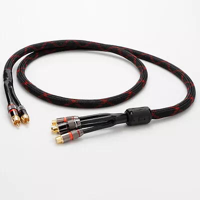 Splitter Stereo Audio Cable 2Male To 4Female Y Adapter Gold Plated RCA Connector • $24.57