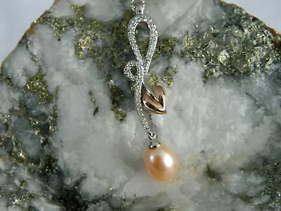 £1199.95 • Buy Welsh Clogau 18ct White & Rose Gold Peach Pearl & Diamond Pavé Pendant