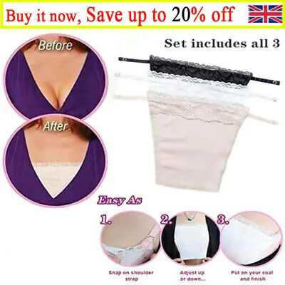 £3.67 • Buy 3Pcs Lace Clip-on Mock Camisole Bra Insert Overlay Modesty Vest Bra Coverage LQ