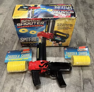 Vintage Space Shooter Spitfire Firing Blaster Target Gun & Replacement Discs 90s • $39.98