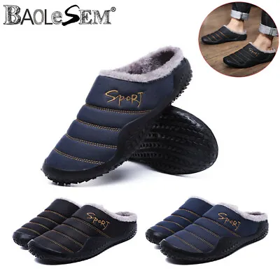 £19.99 • Buy Men Slippers Slip On Plush Soft Winter Warm Indoor Outdoor Clog Mules Shoes  UK