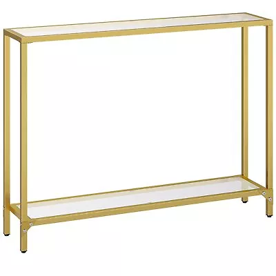 39.4  Gold Console Table Tempered Glass Sofa Table Modern Entryway Table N... • $85.05