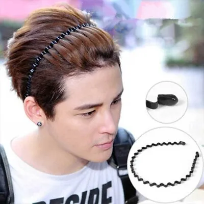 Unisex Men's Women Sports Wave Hair Band Metal Black Hairband Headband Cc • £2.39