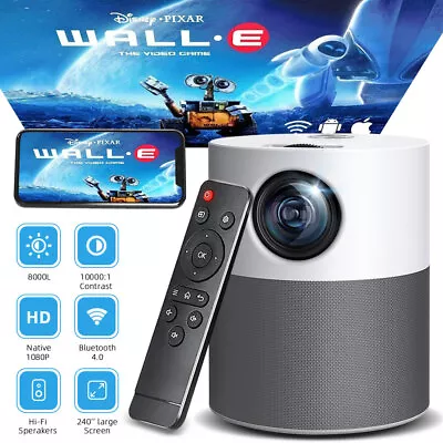 Native HD 1080P 4K WiFi Bluetooth Projector Portable Android 9.0 Home Theater 3D • $201.99