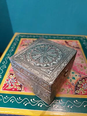 £17.95 • Buy Handmade Indian Flower Embossed Jewellery Box With Lift Out Ring Tray