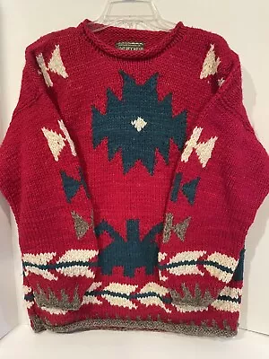 Vintage Rey Wear Southwestern Style Sweater Large Handmade In Ecuador 100% Wool • $29.99