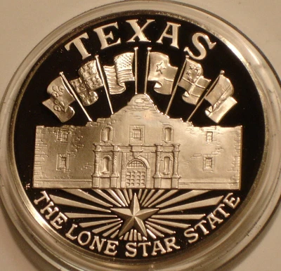 $23.50 • Buy 28th State TEXAS  1 Oz .925 SILVER Medal Superb Gem PROOF 50 State Set LONE STAR