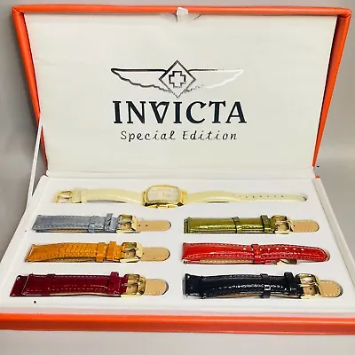 In Box Invicta Lupah II Gold-Tone Diamond Bezel Swiss Watch W/ 6 Leather Bands • $129.95